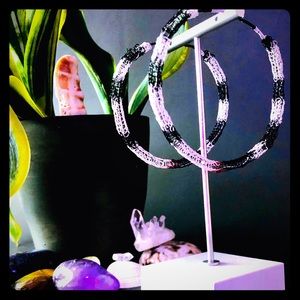 2.75” Handmade’Red Pixel Lightweight Hoop Earrings